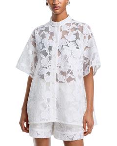 Оверсайз рубашка с цветочным кружевом Essentiel Antwerp, белый