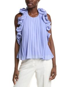 AMUR Блузка с плиссировкой и завязкой на шее, фиолетовый