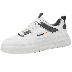 BOLE Антискользящие износостойкие низкие скейтерские кроссовки мужские бело-серые, цвет White Gray