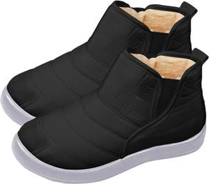 Женские зимние ботинки водонепроницаемые, с теплой меховой подкладкой, зимние ботинки на липучке, широкая обувь, противоскользящие, пушистые, легкие, термо, мягкие, для прогулок на улице Generic, Black