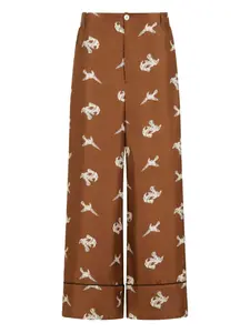 Брюки широкого кроя с принтом "ворон" Marni, коричневый