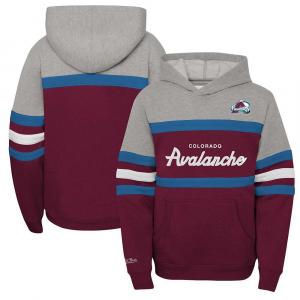 Пуловер с капюшоном Youth Mitchell & Ness Бордовый Colorado Avalanche Head Coach, цвет Ava Med Re