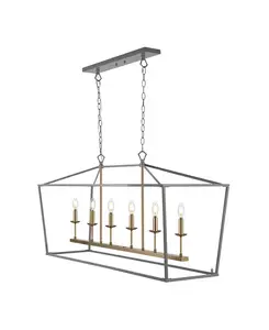 Классический линейный подвесной светильник-пагода с 6 лампочками Jonathan Y, gray