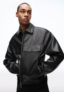 Куртка из искусственной кожи Bershka, Black