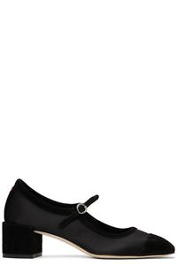 Черные туфли Мэри-Джейн из атласа и замши Aline Aeyde