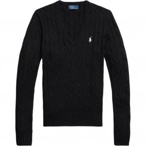 Вязаный свитер с V-образным вырезом Polo Ralph Lauren, черный