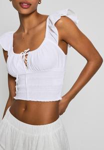Блуза RUSTIC GATHERED Bershka, белый