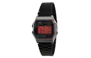 CASIO Кварцевые часы унисекс с черным циферблатом на стальном браслете