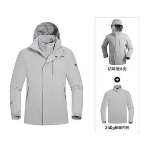 Профессиональная водонепроницаемая и ветрозащитная ветровка мужская однотонная 3 в 1 с флисовой подкладкой NORTHLAND, harbor dusty серый