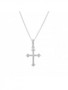 Alexander York Колье с подвеской в виде креста и кубическим цирконием из серебра 925 пробы, комплект из двух частей в серебряной оправе