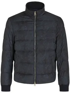 Пуховик с принтом пейсли ETRO, синий