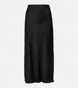 Юбка миди из атласа BRUNELLO CUCINELLI, черный