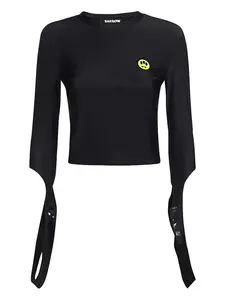 Футболка с разрезанными рукавами и логотипом BARROW, черный