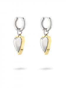 LIEBESKIND BERLIN Металлическая серьга в форме сердца, двухцветная, серебристо-золотая