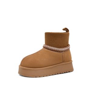 Теплые, увеличивающие рост, противоскользящие, короткие зимние ботинки для женщин ST&SAT, Camel