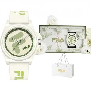 FILA Часы Dreamy Castle Collection Monet Green Wrist Watch Quartz Movement Silicone Strap Beige Watch Dial Unisex, [Miracle Flower Box Limited Edition]+Four-Leaf Clover Bracelet