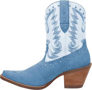 Женские ковбойские ботильоны, двухцветная замша и кожа с эффектной вышивкой и заклепками, заостренный носок, массивный каблук, идеально подходят для западных родео-ботинок OAKUMSAS, Blue