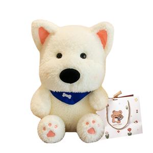 Костяная собака плюшевая кукла высота 24см/35см/52см OU DI PIG, белый