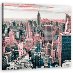 Картины на холсте Feeby Panorama New York Stadt, розовый