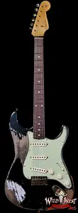 Fender Custom Shop Wild West Guitars 25-летие 1960 Stratocaster с жестким хвостом, гриф из мадегаскарского розового дерева, процесс Heavy Relic, черный, вес 3,25 кг