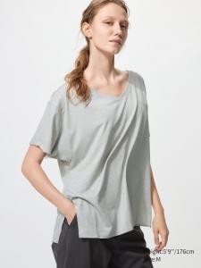 Футболка AIRism relaxed с V-вырезом Uniqlo, 03 grey