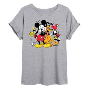 Футболка больших размеров с лучшими подругами младших классов Микки Мауса и Плуто Disney, серый