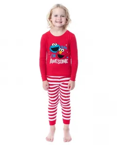 Детский пижамный комплект для девочек с длинным рукавом "Elmo Cookie Monster I'm Awesome" (2 предмета) Sesame Street, красный