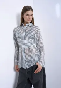 Блузка yara с поясом на талии и пуговицами Topshop, Classic Blue