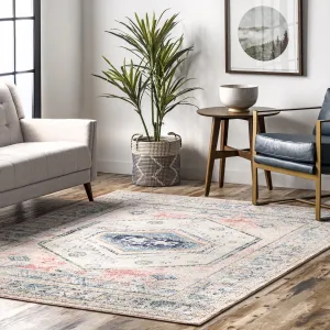 Ковер Chase Faded Vintage Medallion Area Rug nuLOOM, 81x244 см, светло-розовый