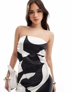 4th & Reckless атласный шарф-бандо с монохромным принтом