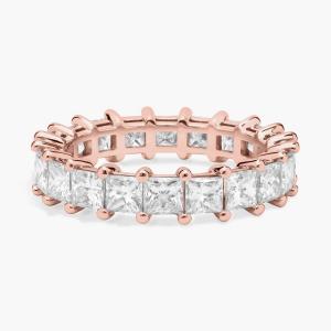 Кольцо Eternity с выращенным в лаборатории бриллиантом огранки «Принцесса» из розового золота 14 карат (3 карата, двойной - FG / VS2-SI1) Blue Nile