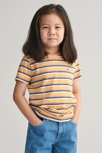 Детская полосатая футболка со щитом Gant, оранжевый