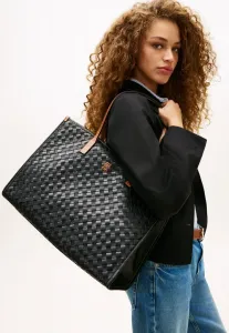 Сумка-Тоут с монограммой city th, плетеная сумка-тоут Tommy Hilfiger, Black Mix