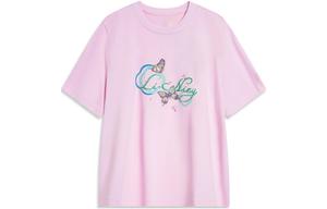 Футболка с китайской культурой и рукавом дроп-шоулдер для женщин в цвете вишневого цвета LINING, cherry blossom розовый