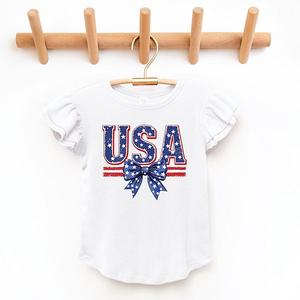 Футболка с бантом и рукавами-фонариками Coquette usa The Juniper Shop, White