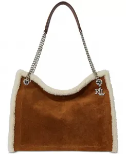 Сумка-тоут Bradley большая с отделкой из овчины Lauren Ralph Lauren, коричневый