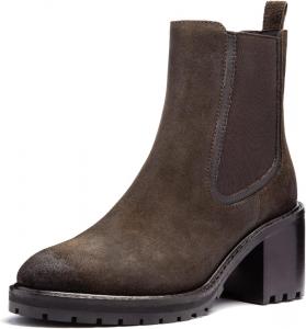 Женские ботинки Chelsea на высоком каблуке Knockout от Thursday Boot Company, Dark Olive Suede