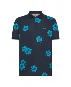 Рубашка-Поло с принтом Sun68, синий