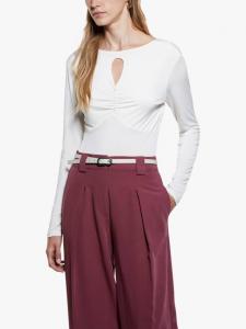 Топ с длинными рукавами и застежкой-ключ SISLEY, Cream