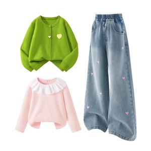 Детская повседневная спортивная одежда Disney, Solid Color Vanilla Green+Solid Color Sea Salt Blue+Solid Color Baby Pink