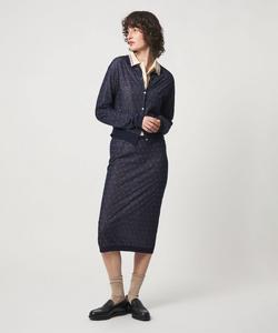 Юбка из жаккарда с хлопковым нейлоном в горошек 6(Roku), цвет Navy