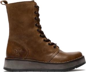 Женские повседневные кожаные ботильоны Fly RAMI043 на шнуровке Infinity Leather, Camel