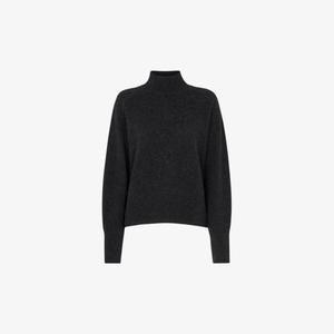 Кашемировый джемпер классического кроя с воротником-воронкой Whistles, серый