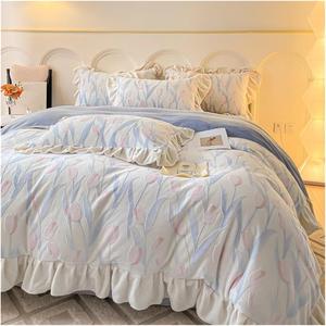 YUSIWOAL Комплект постельного белья для девочек с рюшами