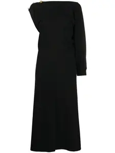 Платье в рубчик с одним рукавом Givenchy, черный