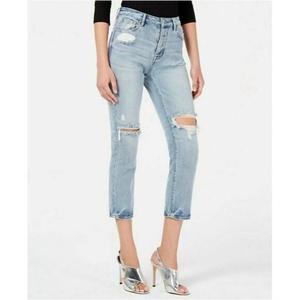 Джинсы-бойфренды Icon Distressed Crop Ripped Jeans In Blue Kendall + Kylie, синий