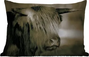 Подушка для улицы - шерсть шотландского высокогорного скота - 50 x 30 см - водонепроницаемая - подушка для отдыха - подушка для дивана - украшение для гостиной MuchoWow