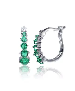 Серьги-Кольца для девочек-подростков Gigi Girl из стерлингового серебра с кубическими цирконами Gigigirl, green
