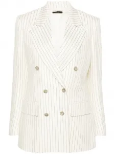 Твиловый блейзер в полоску TOM FORD, нейтральный
