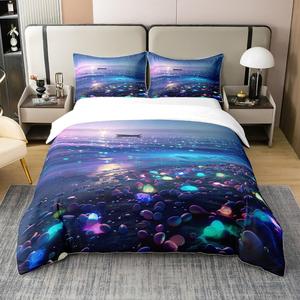 Erosebridal Хлопковый чехол для одеяла Shining Coast Pebbles, мягкий и дышащий, в морском стиле, Multi 08